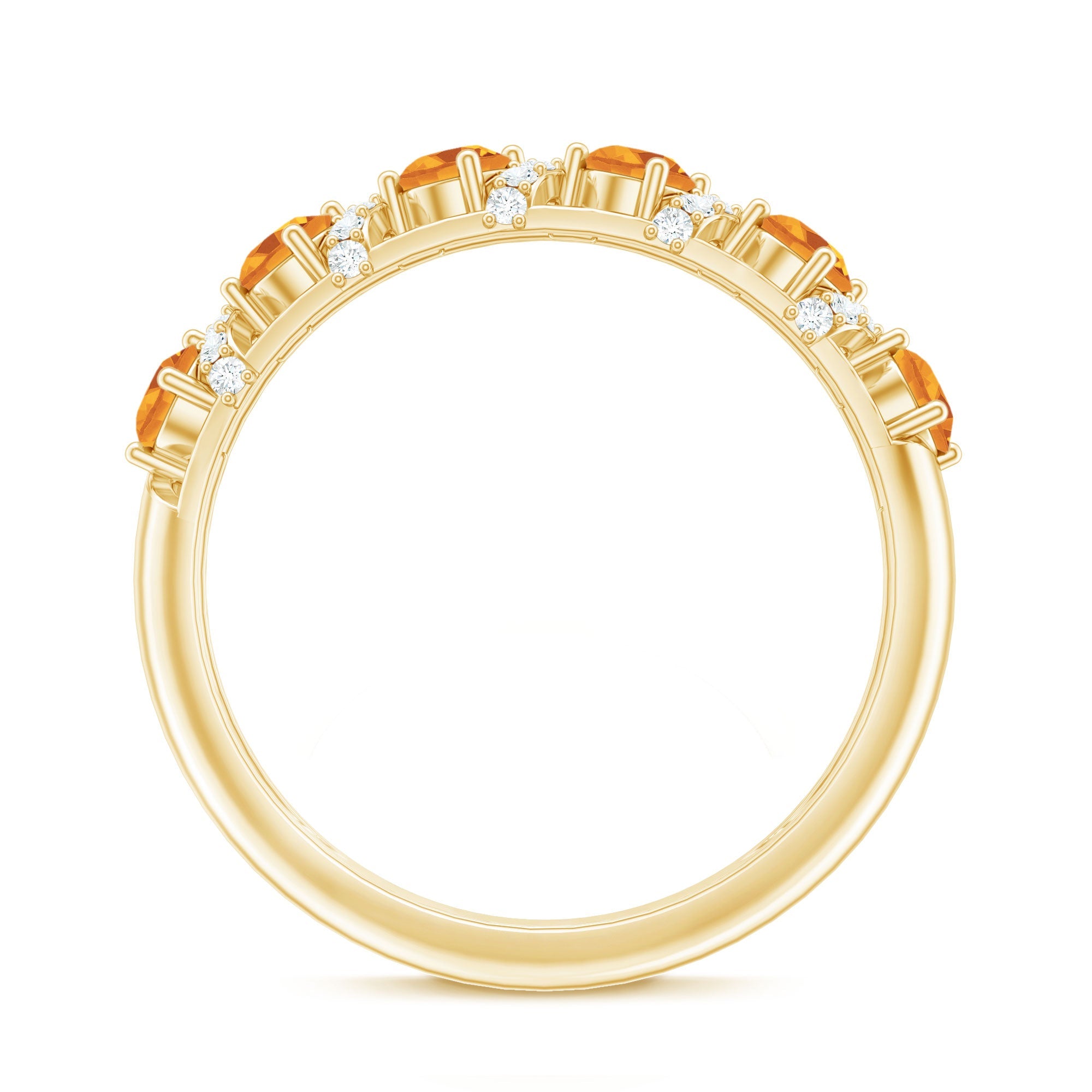 Natural Citrine Diamond Half Eternity Wedding Anniversary Ring