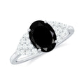 1.9 Carat Lab Grown Black Diamond Oval Engagement Ring with White Diamond