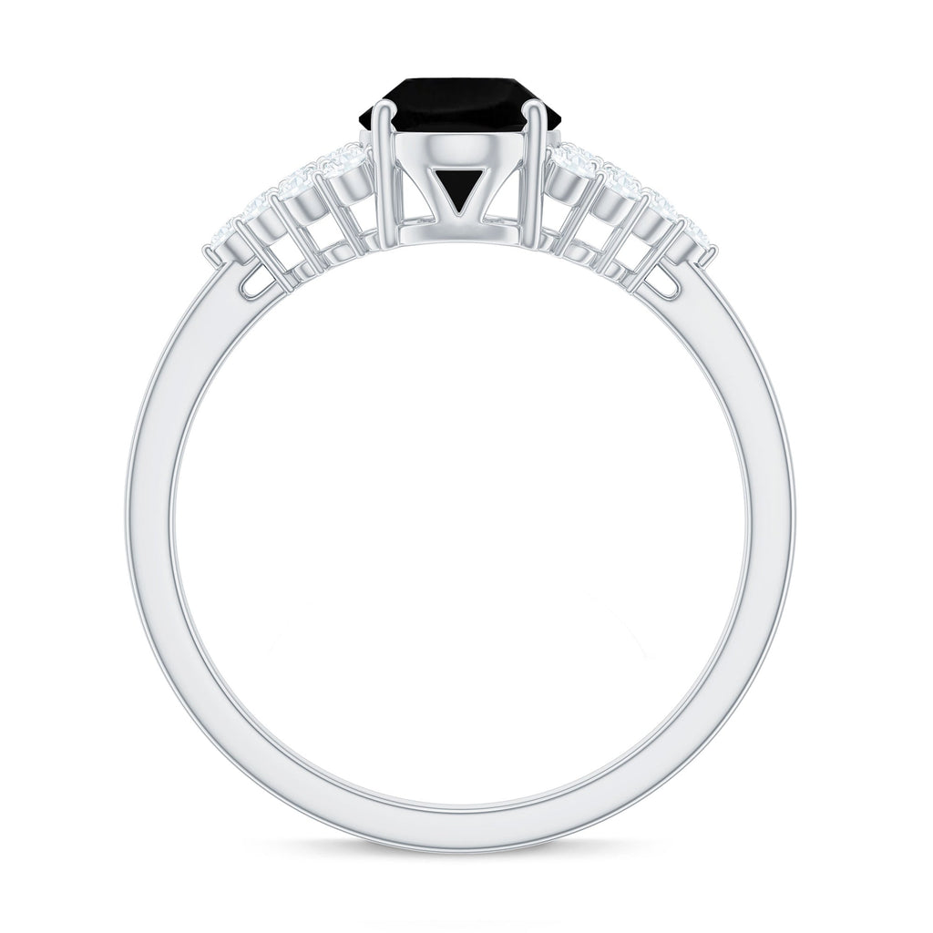 1.9 Carat Lab Grown Black Diamond Oval Engagement Ring with White Diamond