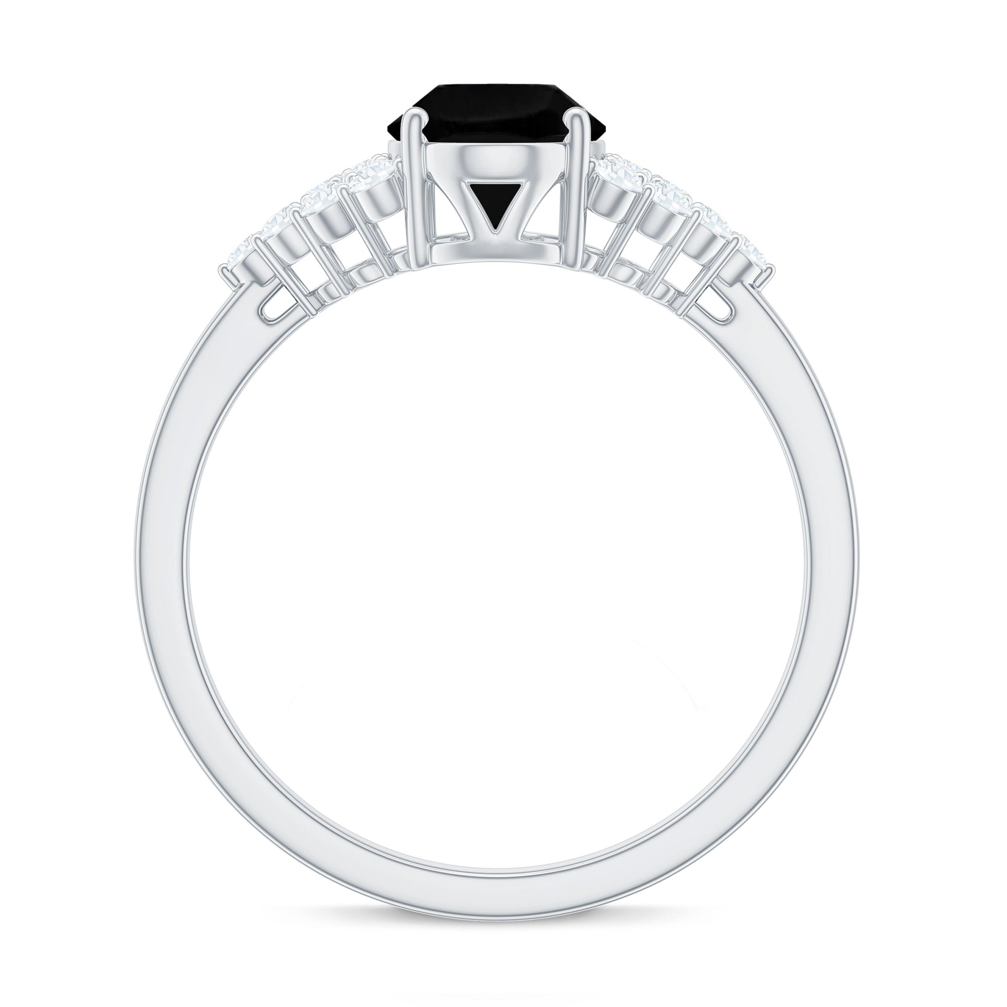 1.9 Carat Lab Grown Black Diamond Oval Engagement Ring with White Diamond