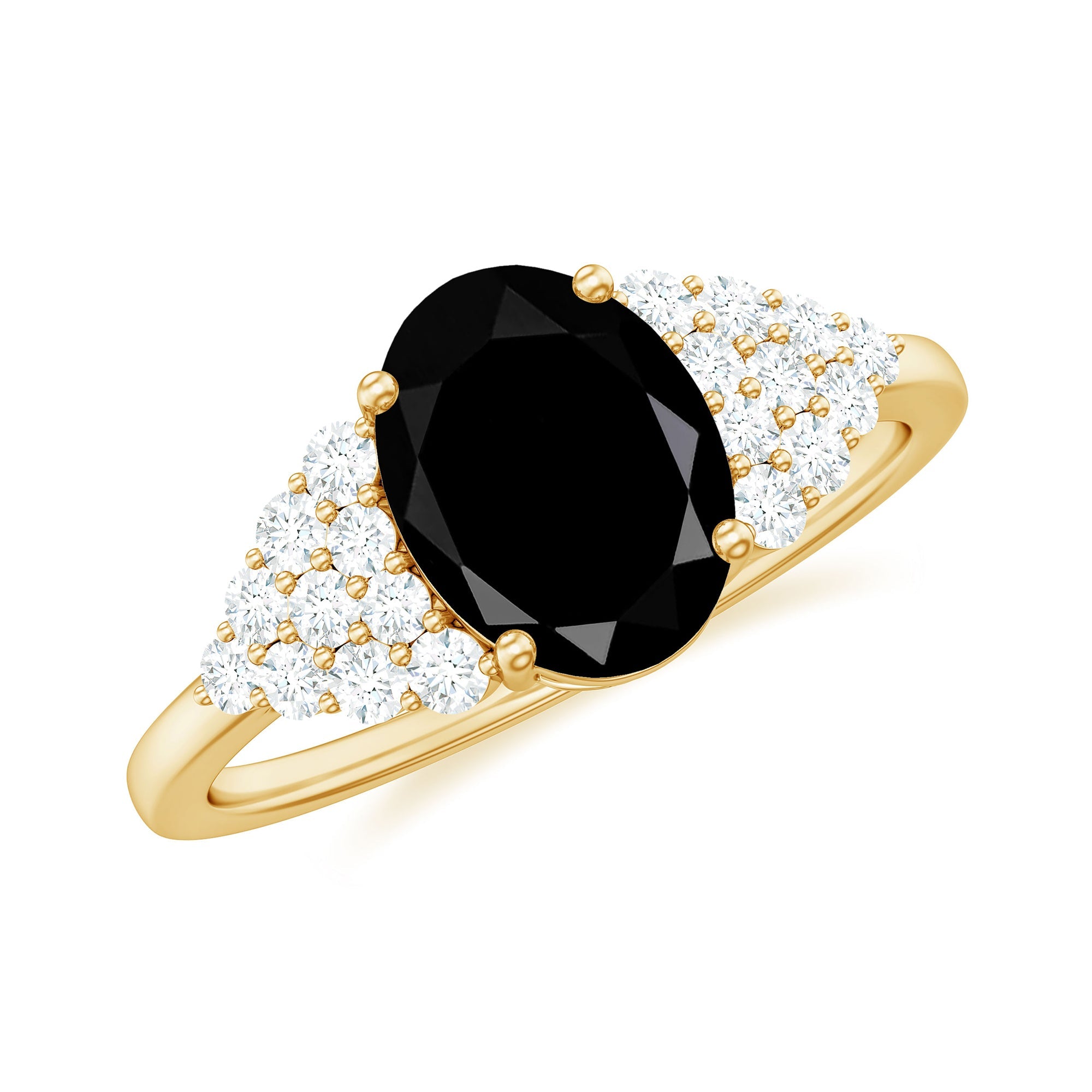 1.9 Carat Lab Grown Black Diamond Oval Engagement Ring with White Diamond | Rings | Wiccan Center