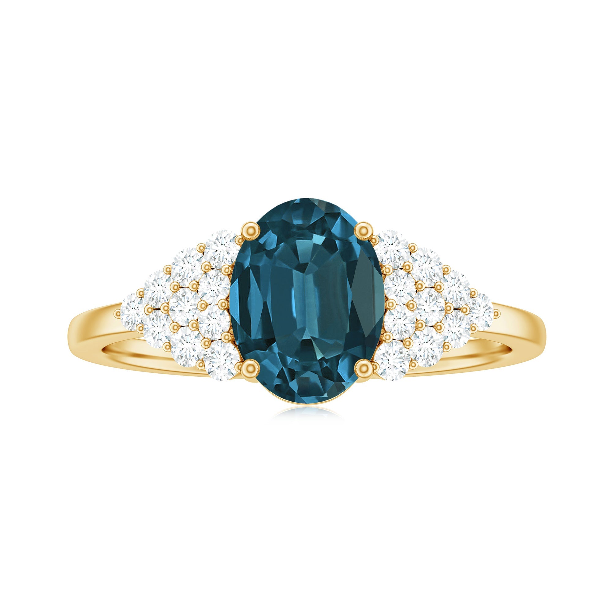 1 Carat Oval Cut London Blue Topaz Classic Engagement Ring with Diamond