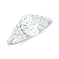 1.2 Carat Oval Moissanite Engagement Ring with Cluster Side Stones
