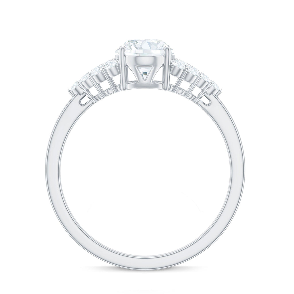 1.2 Carat Oval Moissanite Engagement Ring with Cluster Side Stones