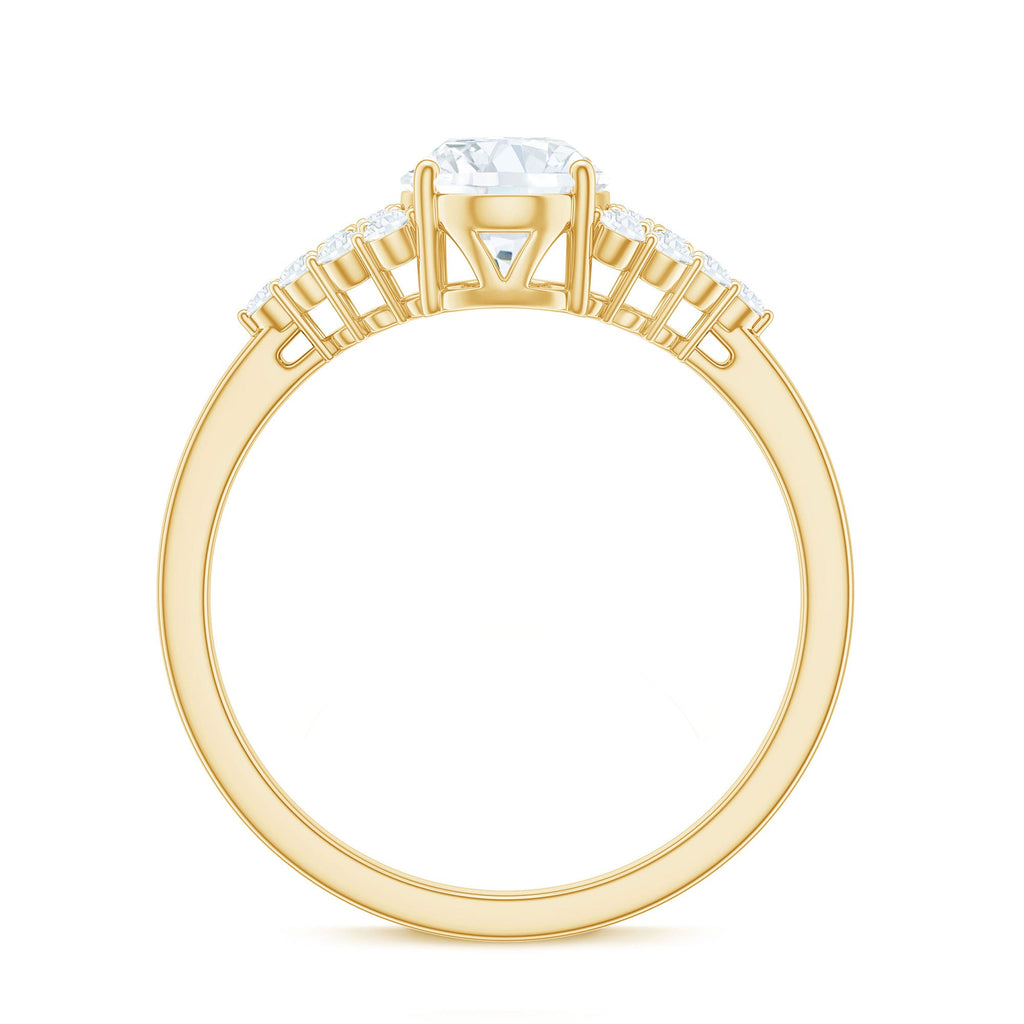 1.2 Carat Oval Moissanite Engagement Ring with Cluster Side Stones