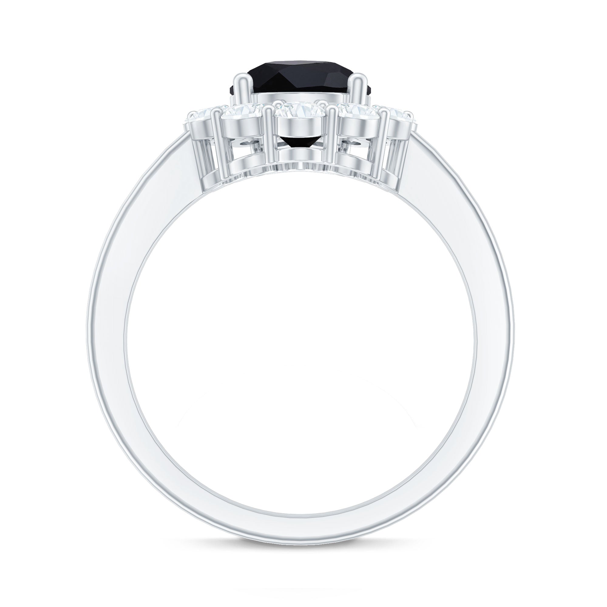 Certified Genuine 1.7 Carat Black Spinel Teardrop Engagement Ring with Diamond Halo
