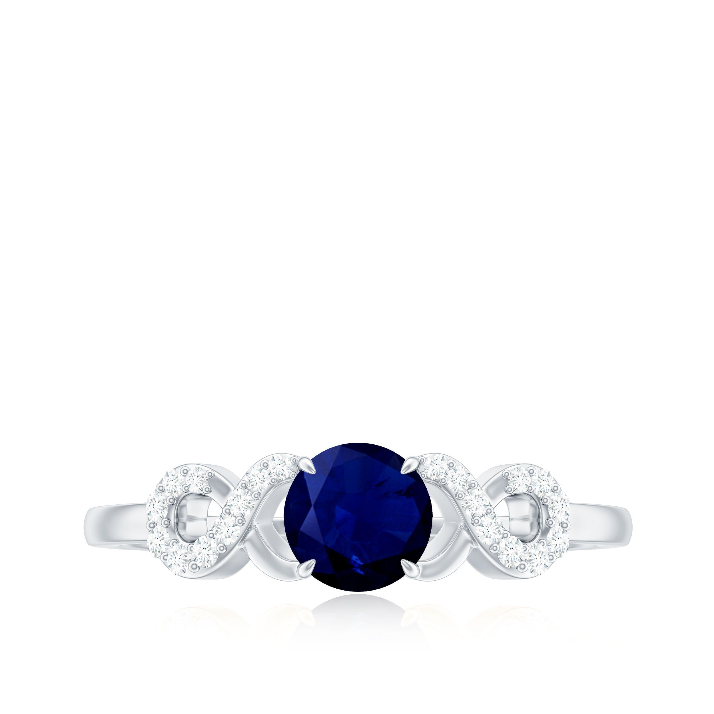 Real 0.9 Carat Blue Sapphire Infinity Promise Ring with Diamond
