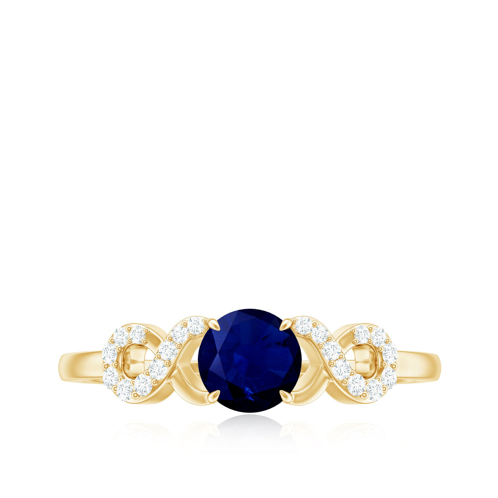 Real 0.9 Carat Blue Sapphire Infinity Promise Ring with Diamond