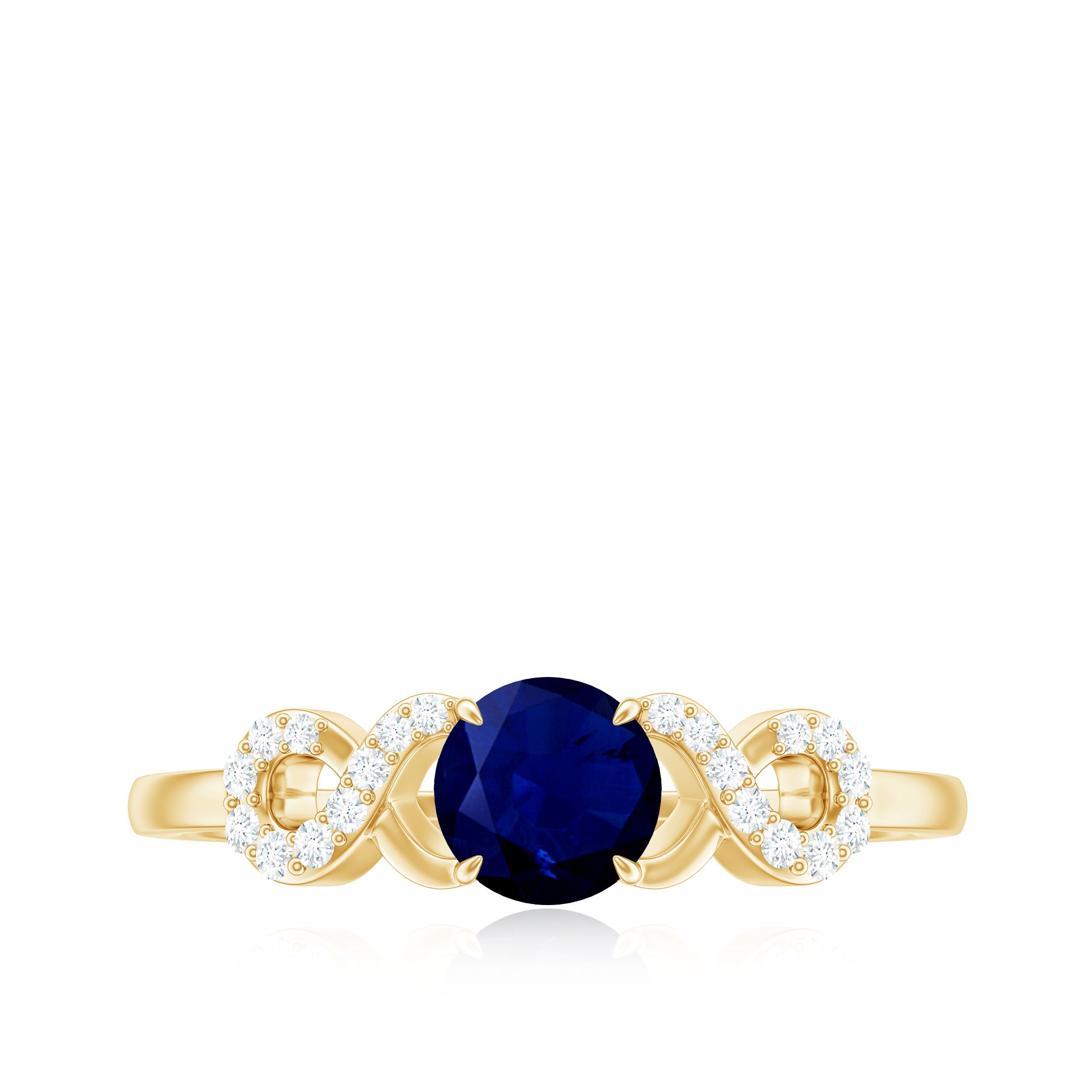 Real 0.9 Carat Blue Sapphire Infinity Promise Ring with Diamond