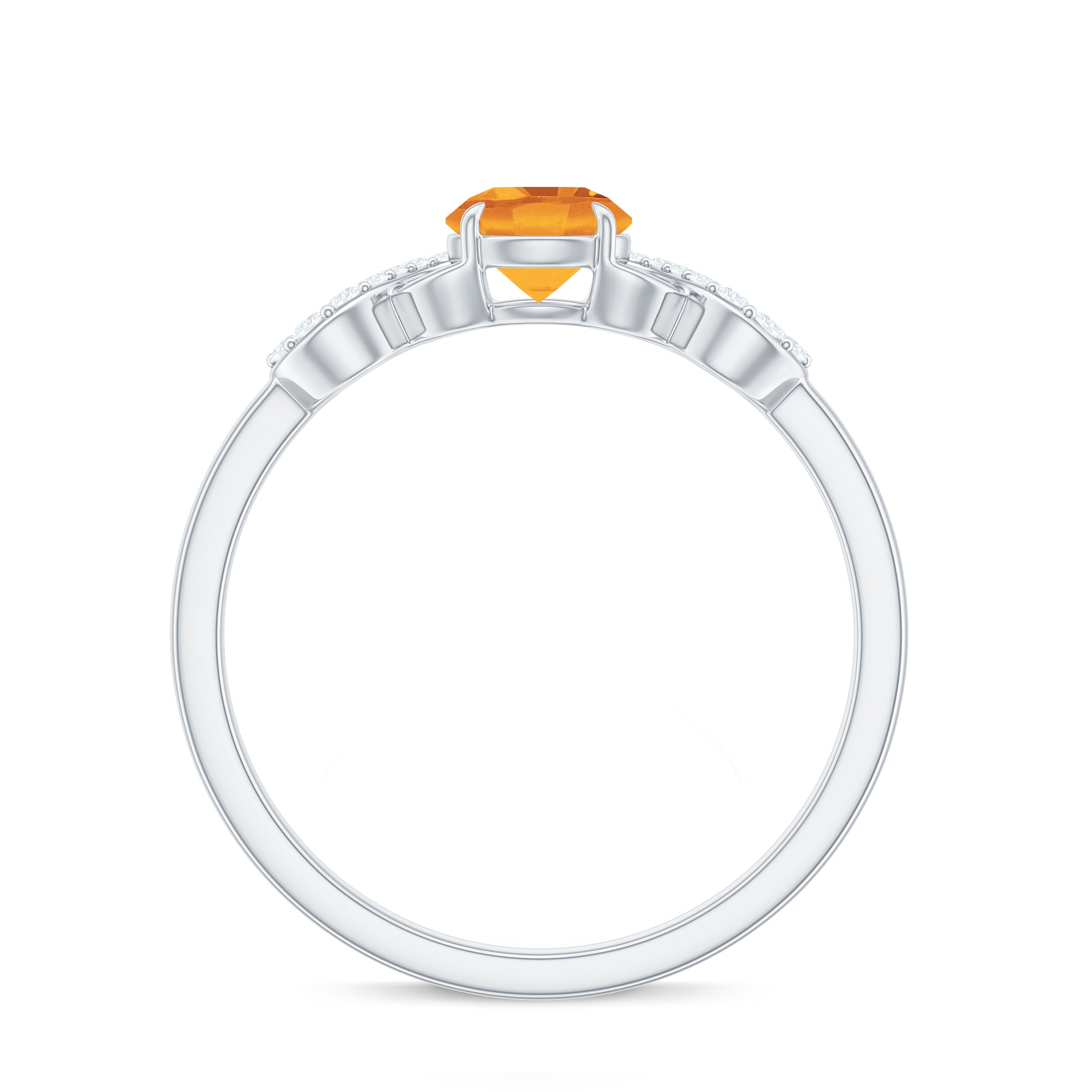 Certified Natural Citrine Infinity Promise Ring with Diamonds