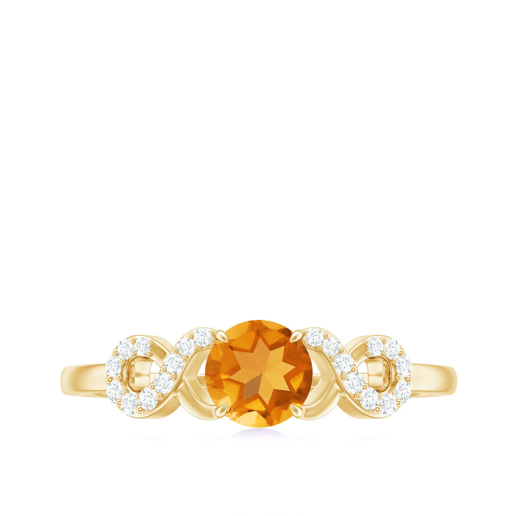 Certified Natural Citrine Infinity Promise Ring with Diamonds