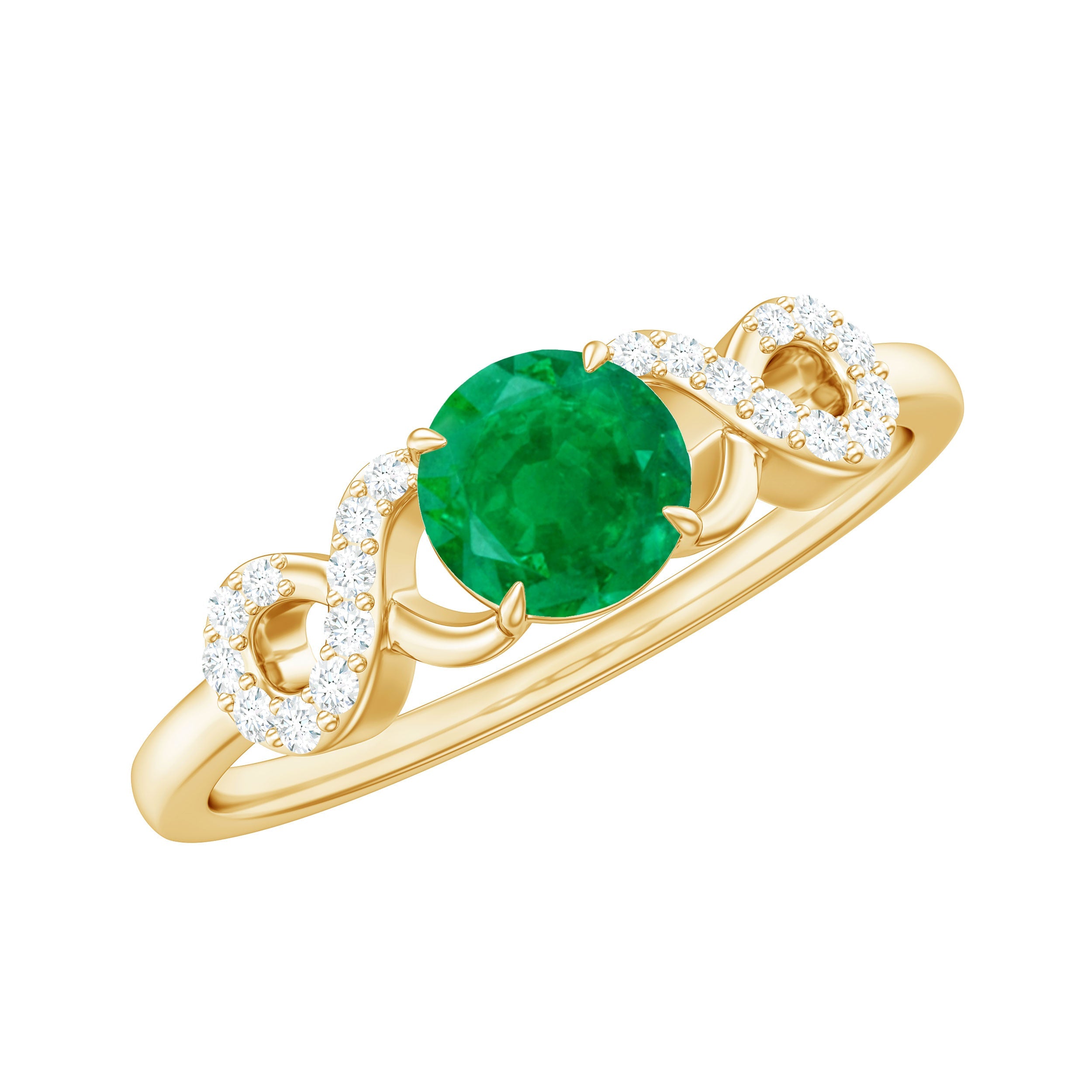 Real Emerald Diamond Promise Engagement Ring with Criss Cross Shank | Rings | Wiccan Center