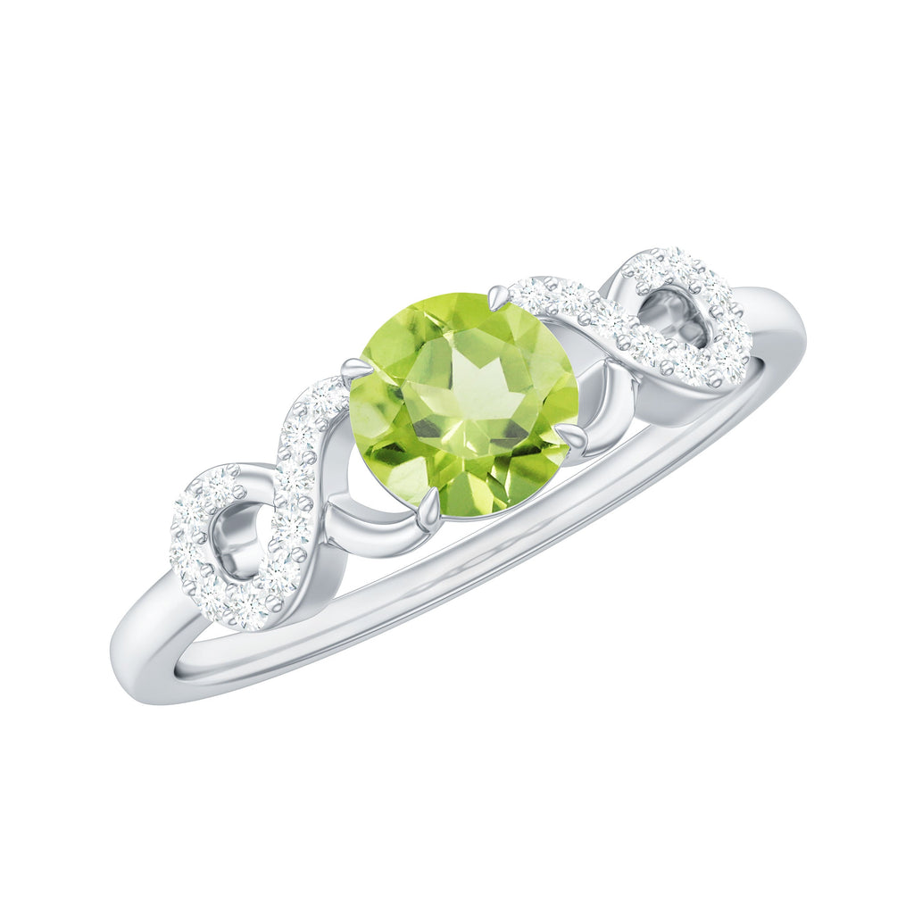 Half Carat Peridot Promise Ring with Diamond Infinity Knot
