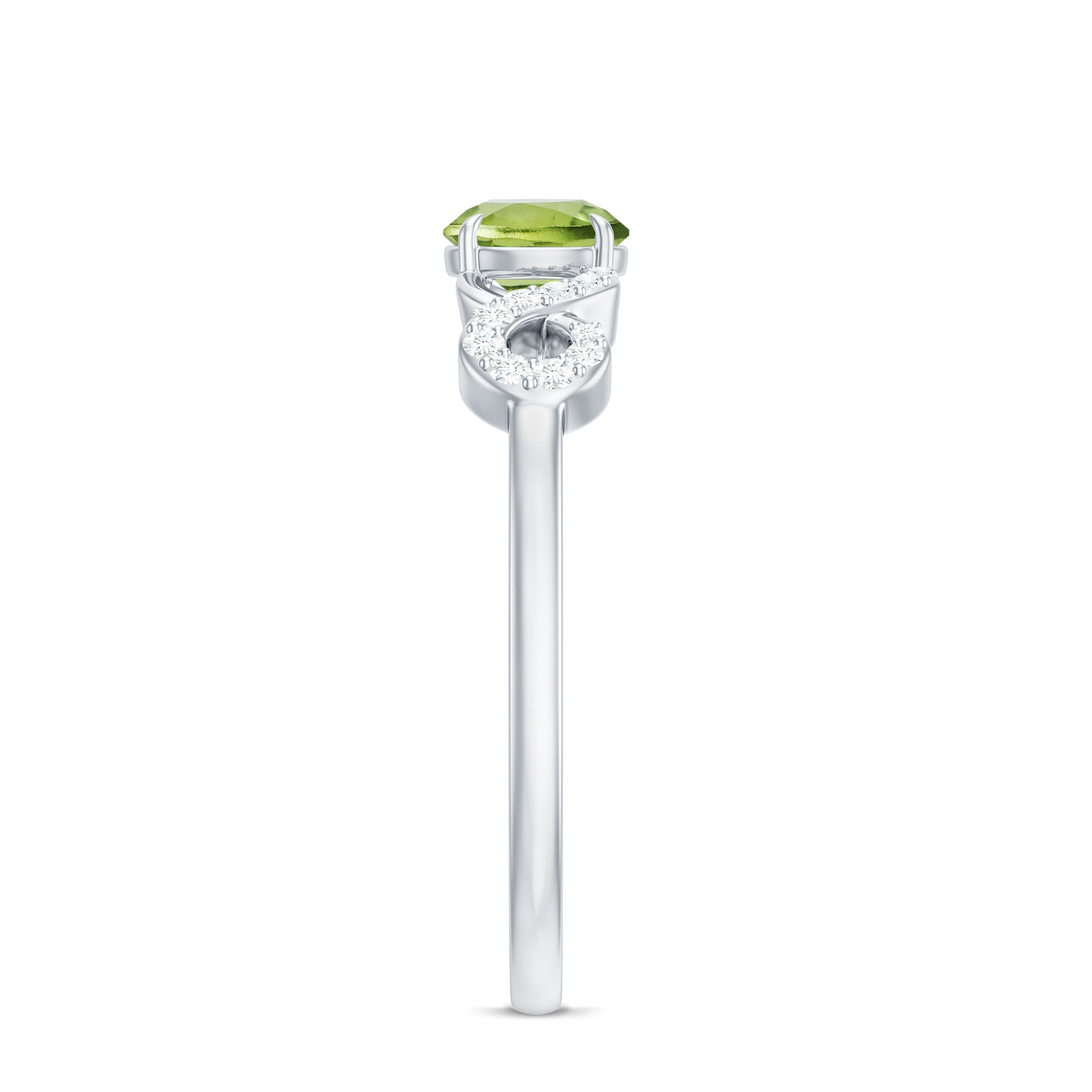 Half Carat Peridot Promise Ring with Diamond Infinity Knot