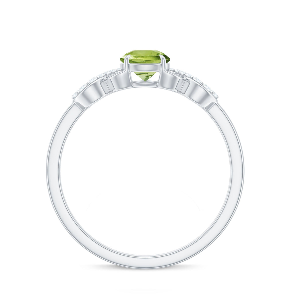 Half Carat Peridot Promise Ring with Diamond Infinity Knot