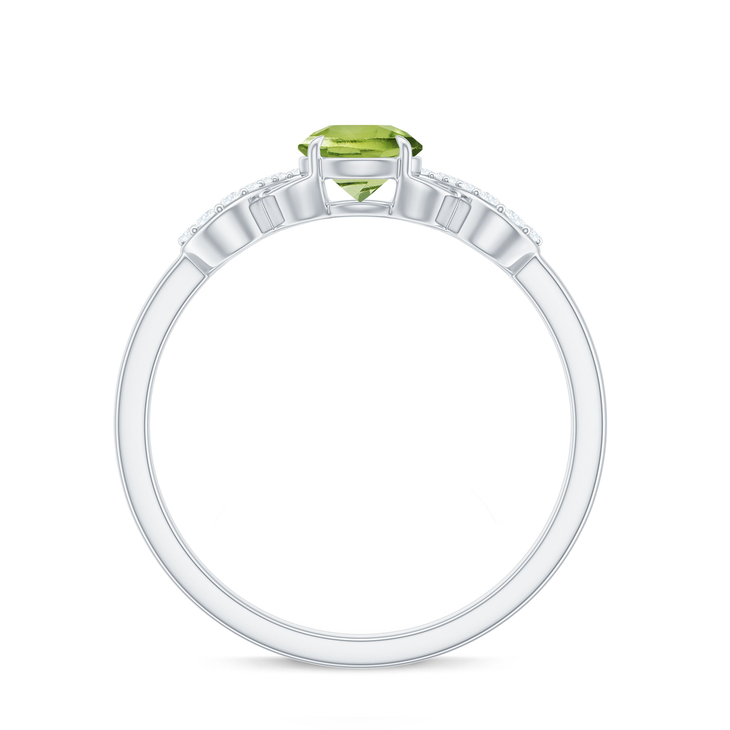 Half Carat Peridot Promise Ring with Diamond Infinity Knot