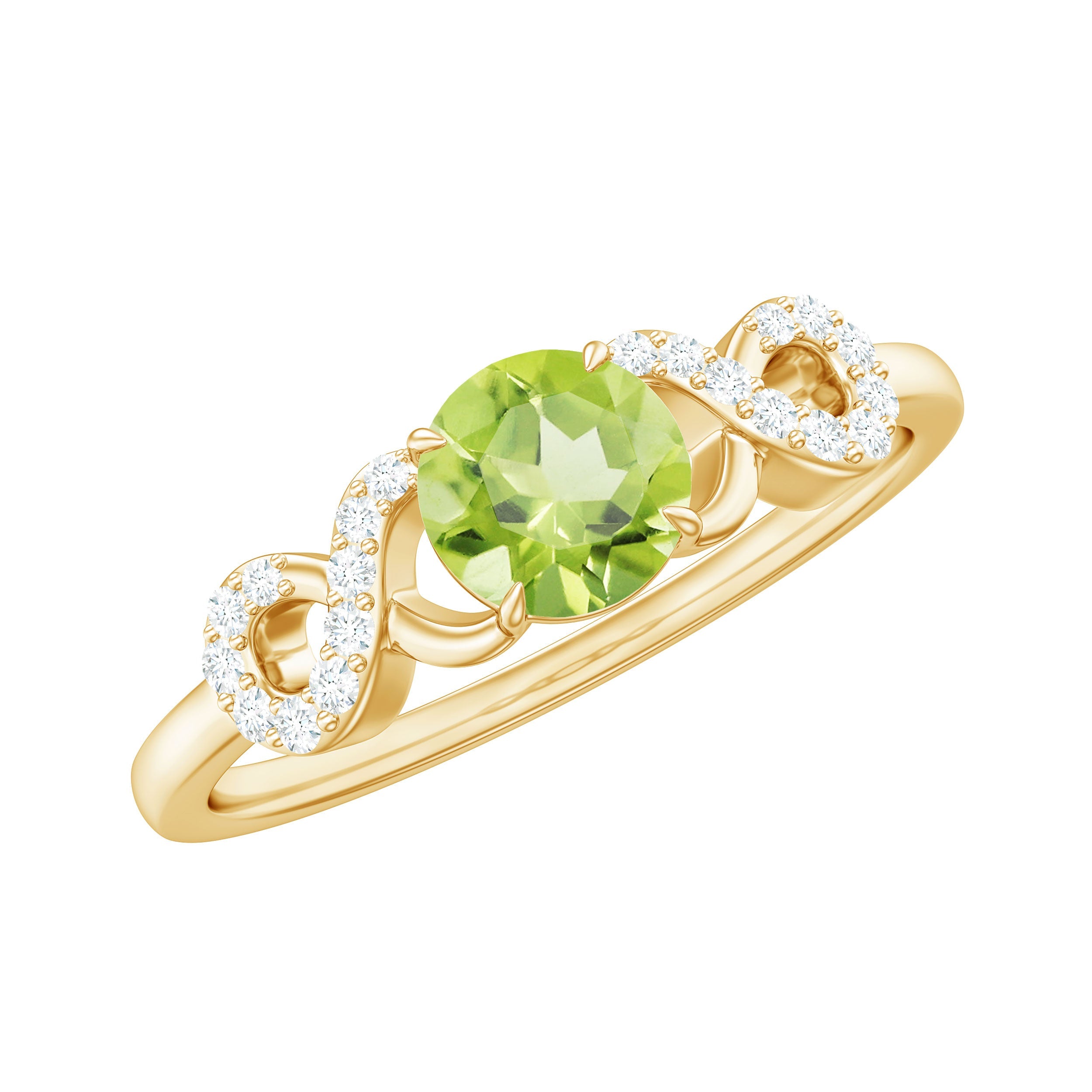 Half Carat Peridot Promise Ring with Diamond Infinity Knot | Rings | Wiccan Center