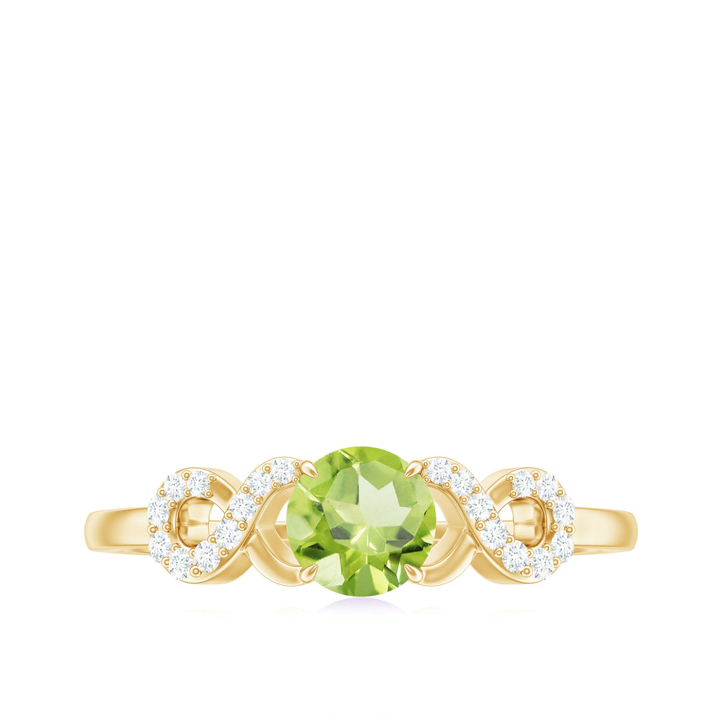 Half Carat Peridot Promise Ring with Diamond Infinity Knot