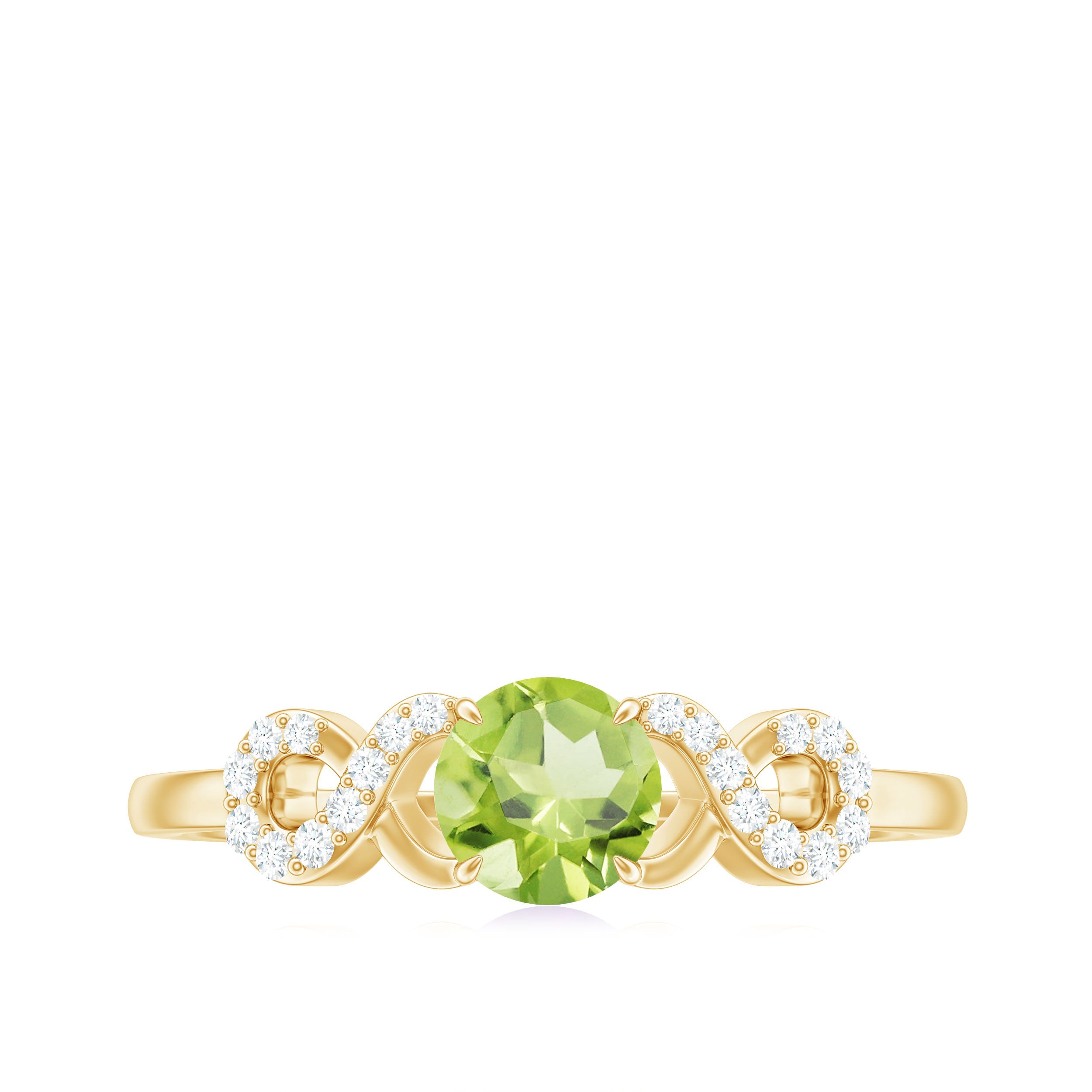 Half Carat Peridot Promise Ring with Diamond Infinity Knot