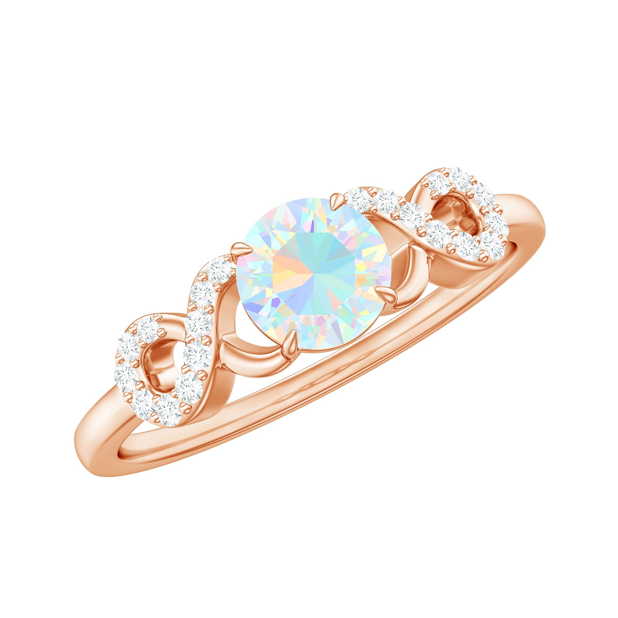 Certified Real Ethiopian Rainbow Opal Diamond Engagement Ring with Criss Cross Shank | Rings | Wiccan Center