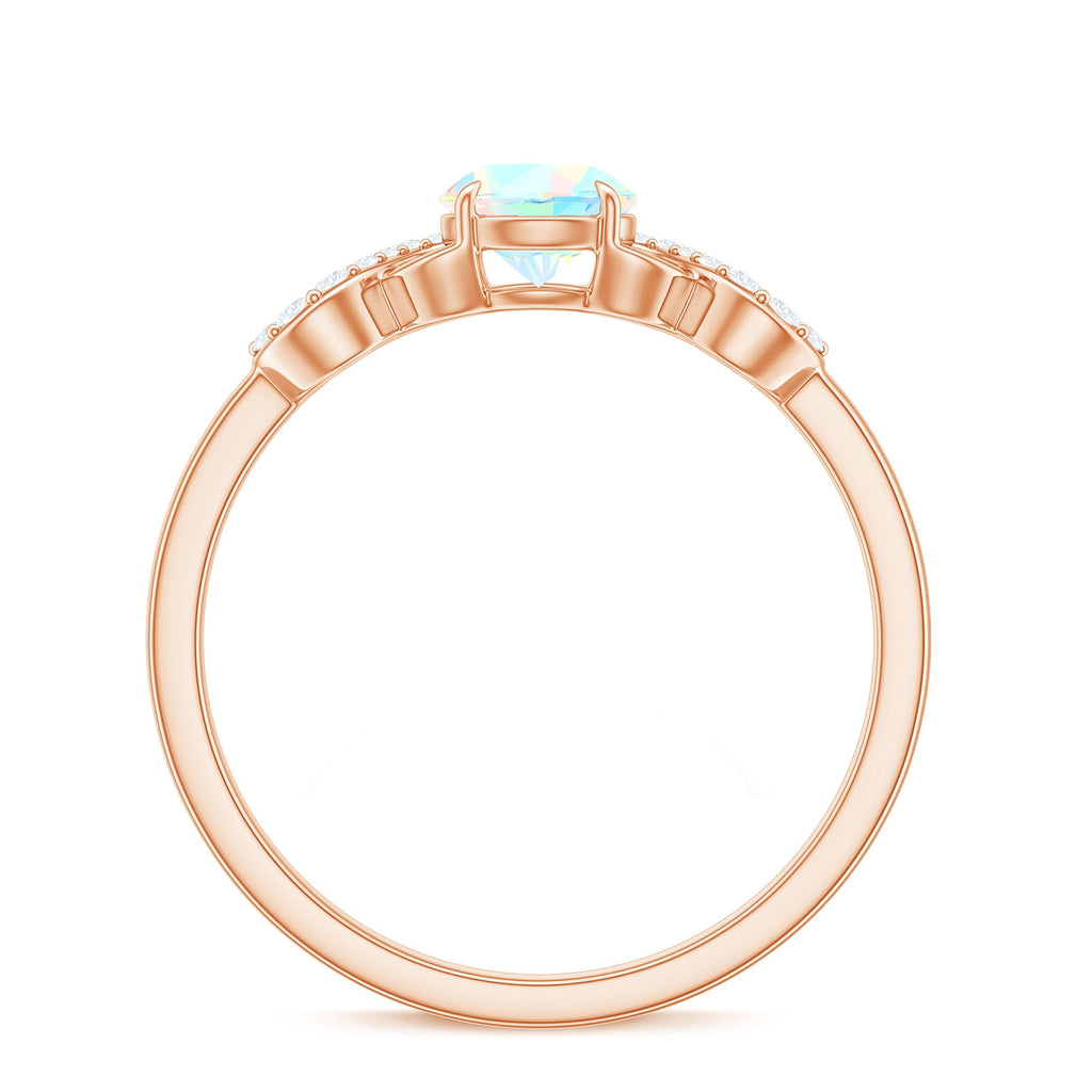 Certified Real Ethiopian Rainbow Opal Diamond Engagement Ring with Criss Cross Shank