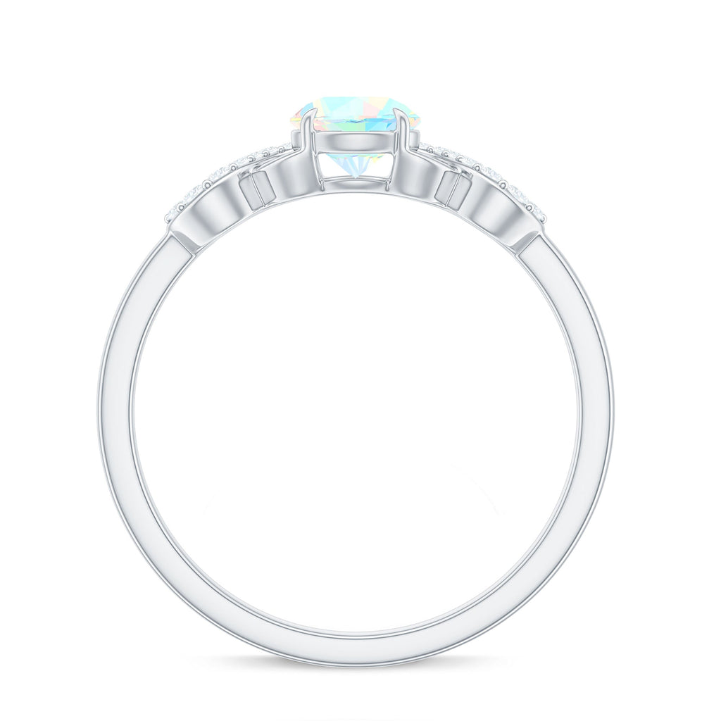Certified Real Ethiopian Rainbow Opal Diamond Engagement Ring with Criss Cross Shank