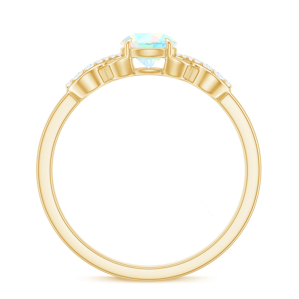 Certified Real Ethiopian Rainbow Opal Diamond Engagement Ring with Criss Cross Shank