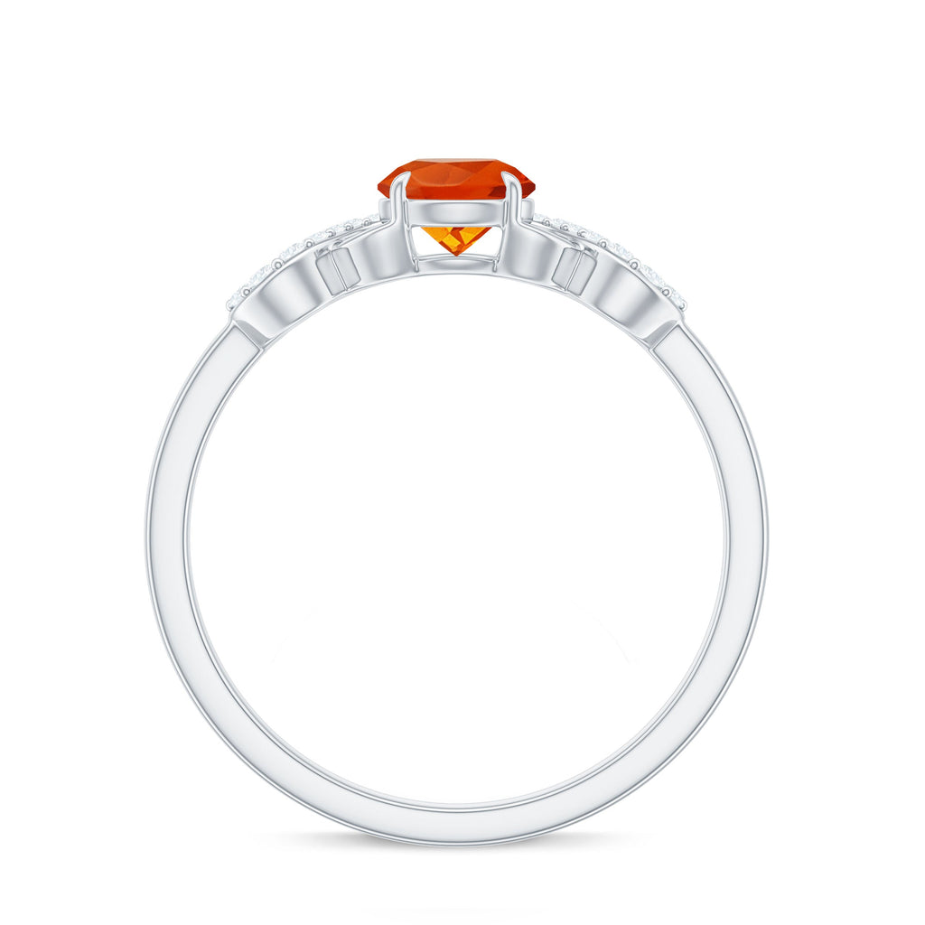 Round Shape Solitaire Fire Opal Infinity Engagement Ring with Diamond