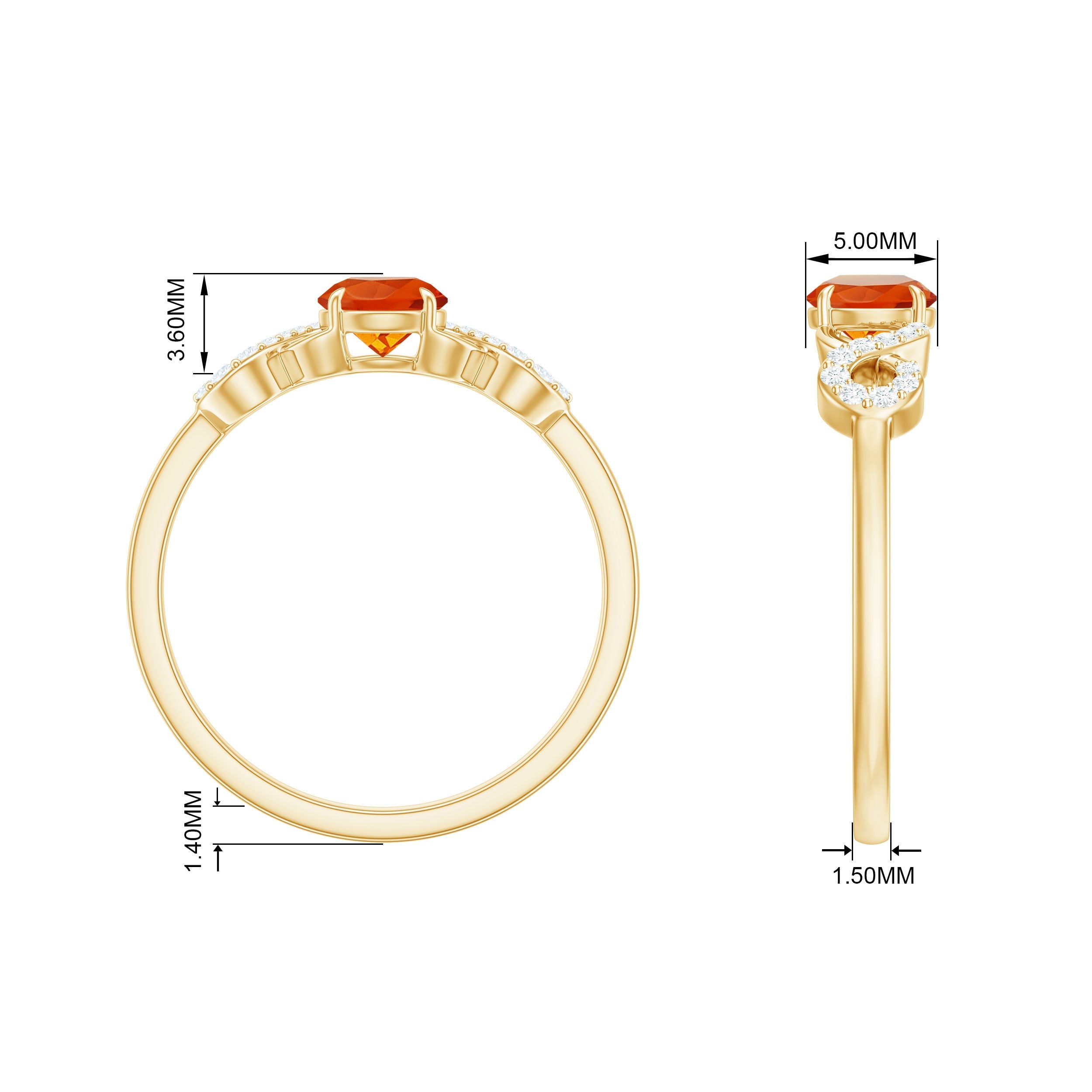 Round Shape Solitaire Fire Opal Infinity Engagement Ring with Diamond