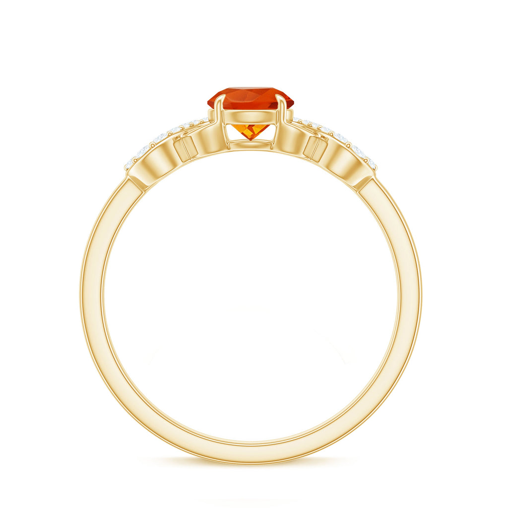Round Shape Solitaire Fire Opal Infinity Engagement Ring with Diamond
