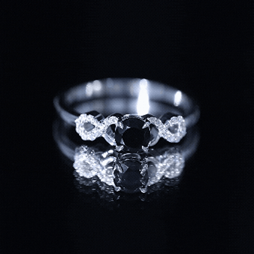 0.45 Carat Black Onyx and Diamond Criss Cross Engagement Ring | Rings | Wiccan Center