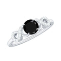 Natural Black Spinel Promise Ring with Diamond Infinity Knot