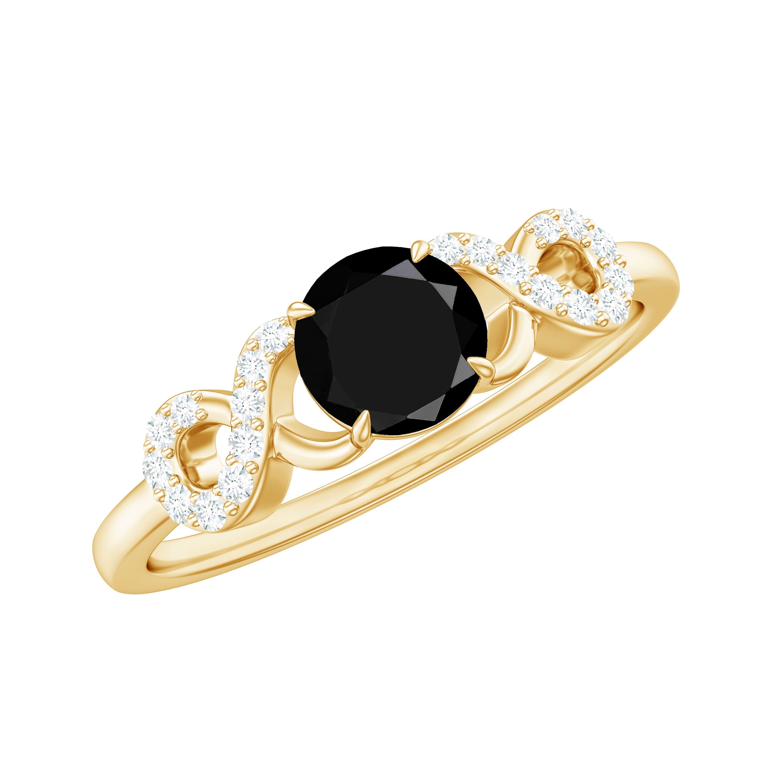 Natural Black Spinel Promise Ring with Diamond Infinity Knot | Rings | Wiccan Center