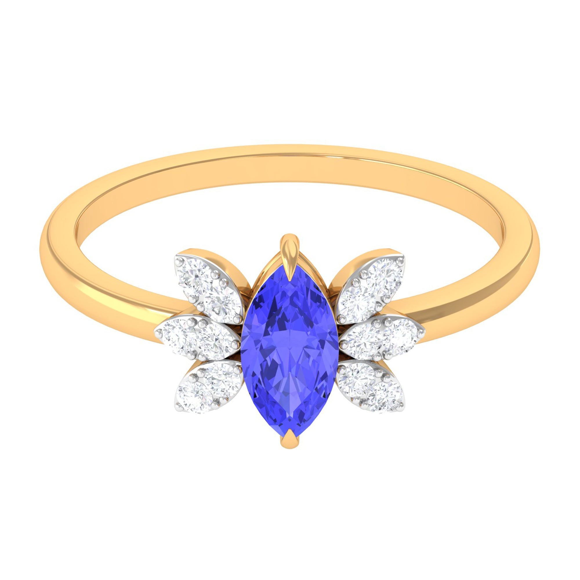 0.6 Carat Marquise Cut Tanzanite and Diamond Promise Ring | Rings | Wiccan Center