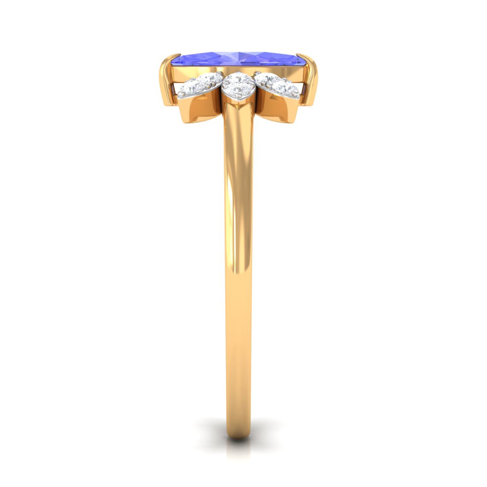 0.6 Carat Marquise Cut Tanzanite and Diamond Promise Ring