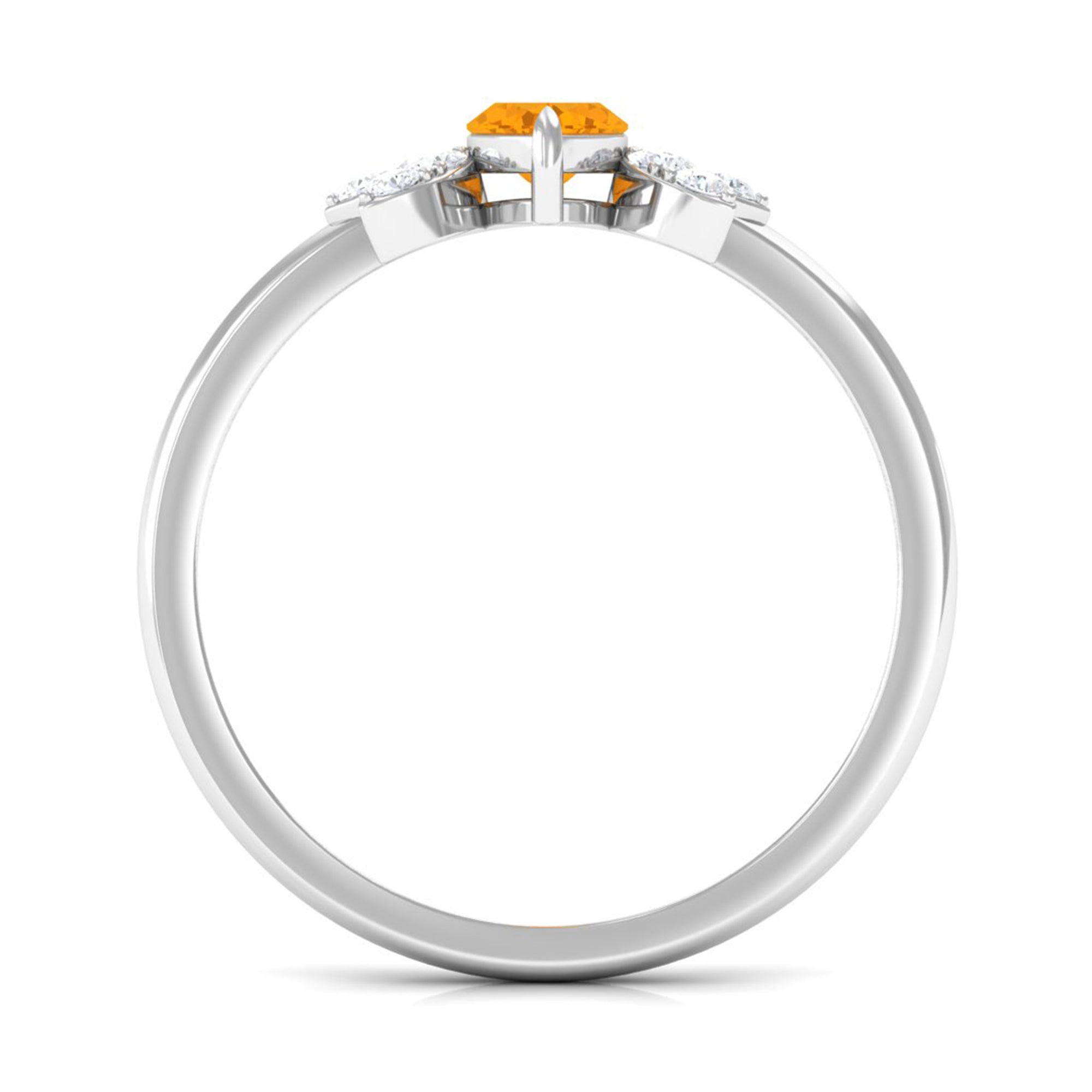 0.3 Carat Marquise Fire Opal and Diamond Engagement Ring