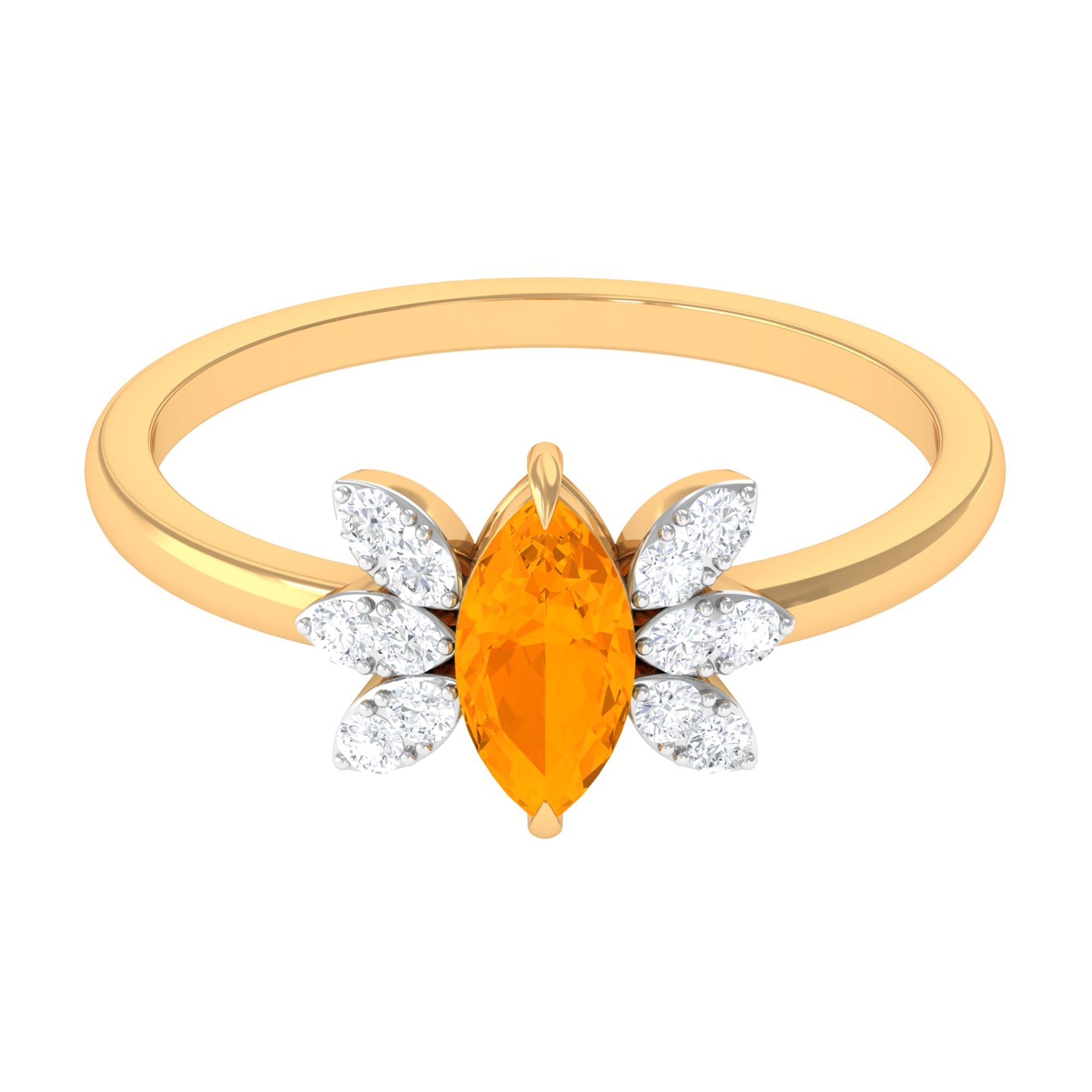 0.3 Carat Marquise Fire Opal and Diamond Engagement Ring | Rings | Wiccan Center