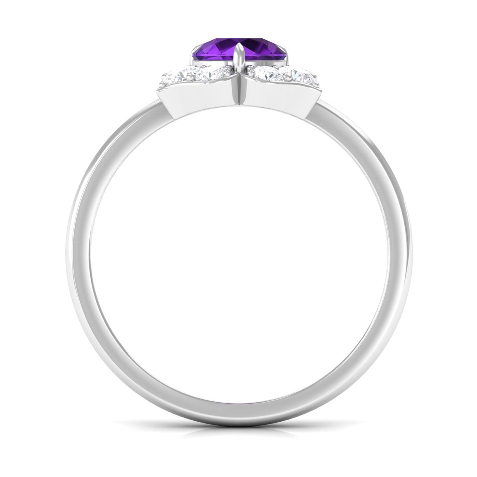 Real Amethyst Flower Engagement Ring with Diamond