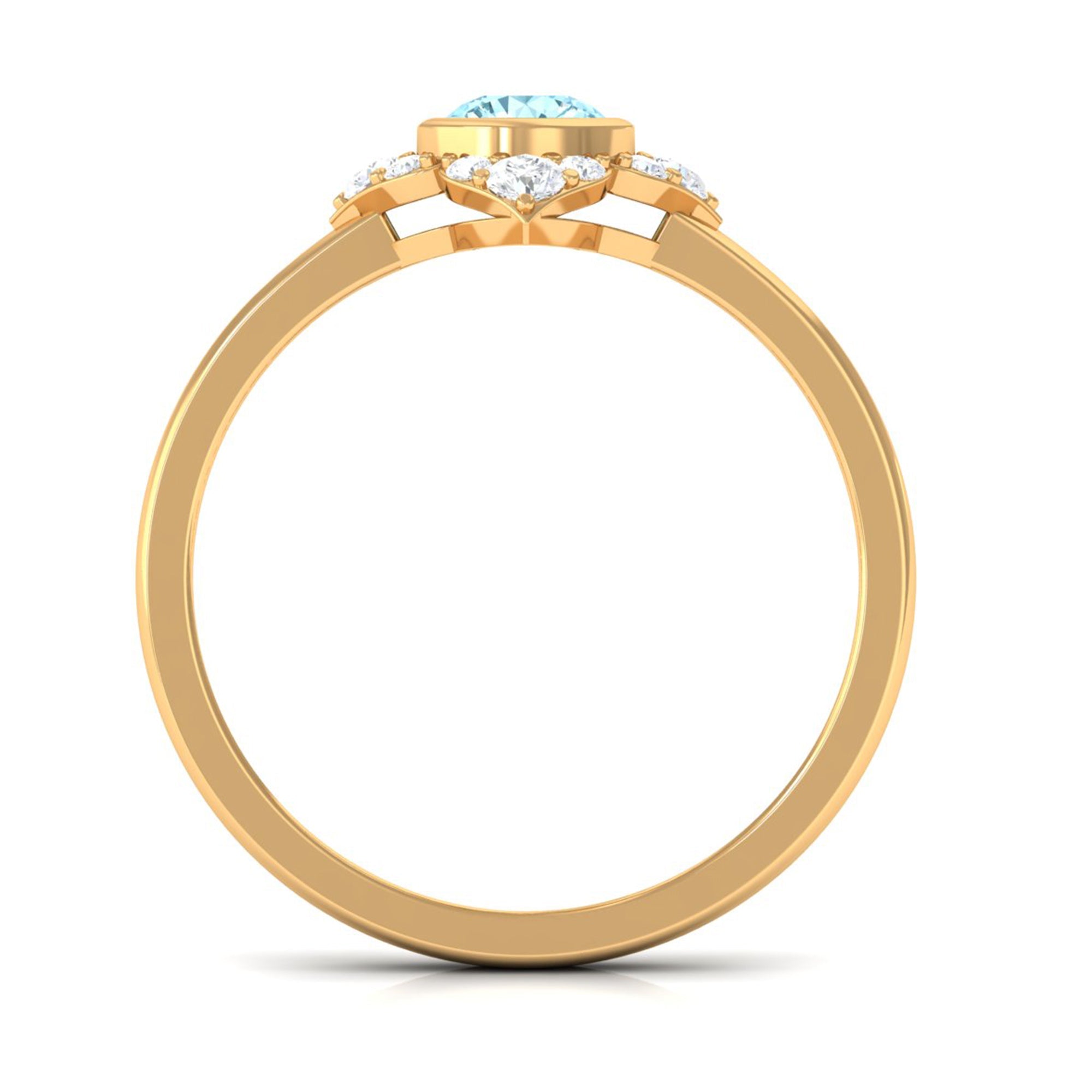 Bezel Set Aquamarine and Diamond Flower Engagement Ring with Certificate