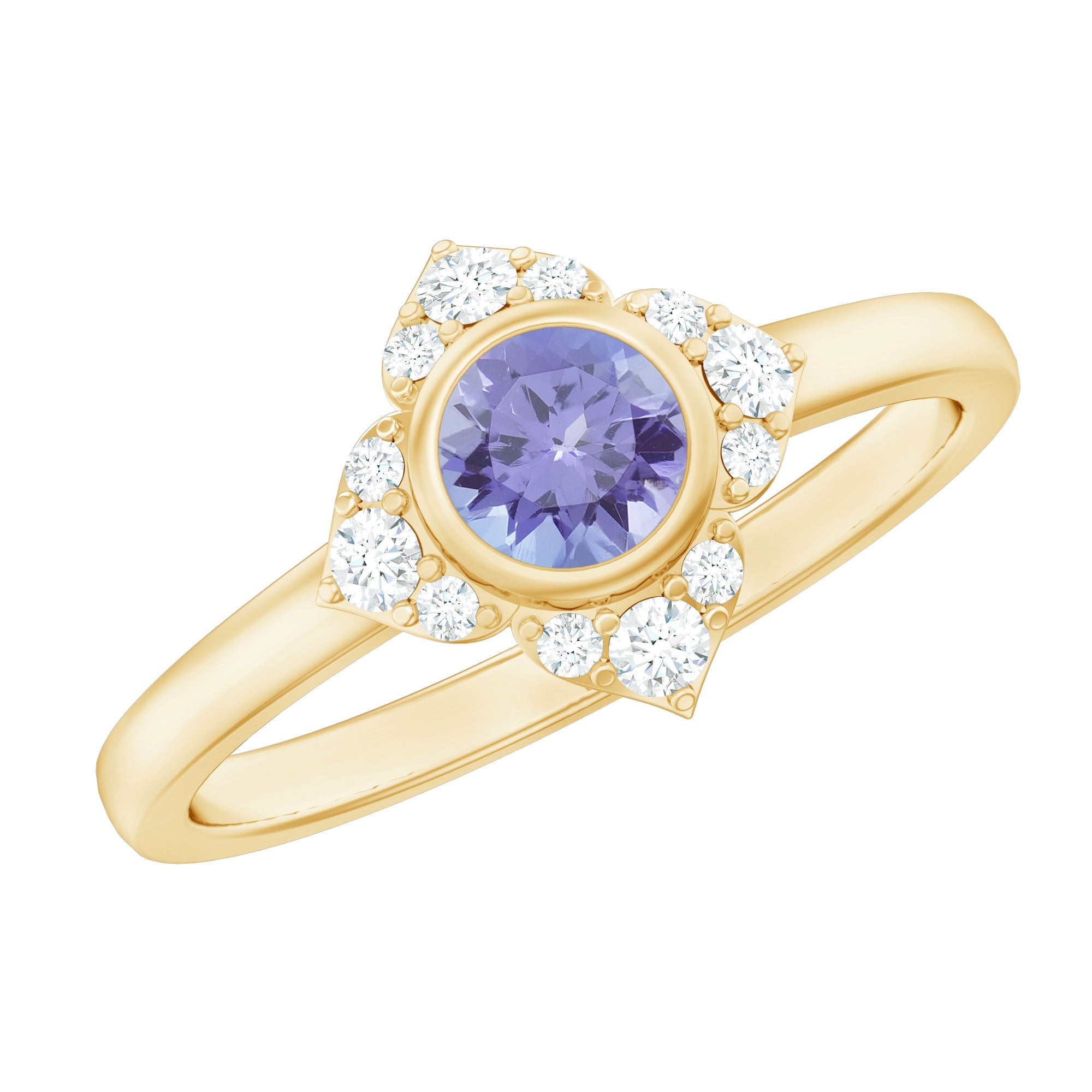 Certified Real Tanzanite Flower Engagement Ring with Diamond | Rings | Wiccan Center