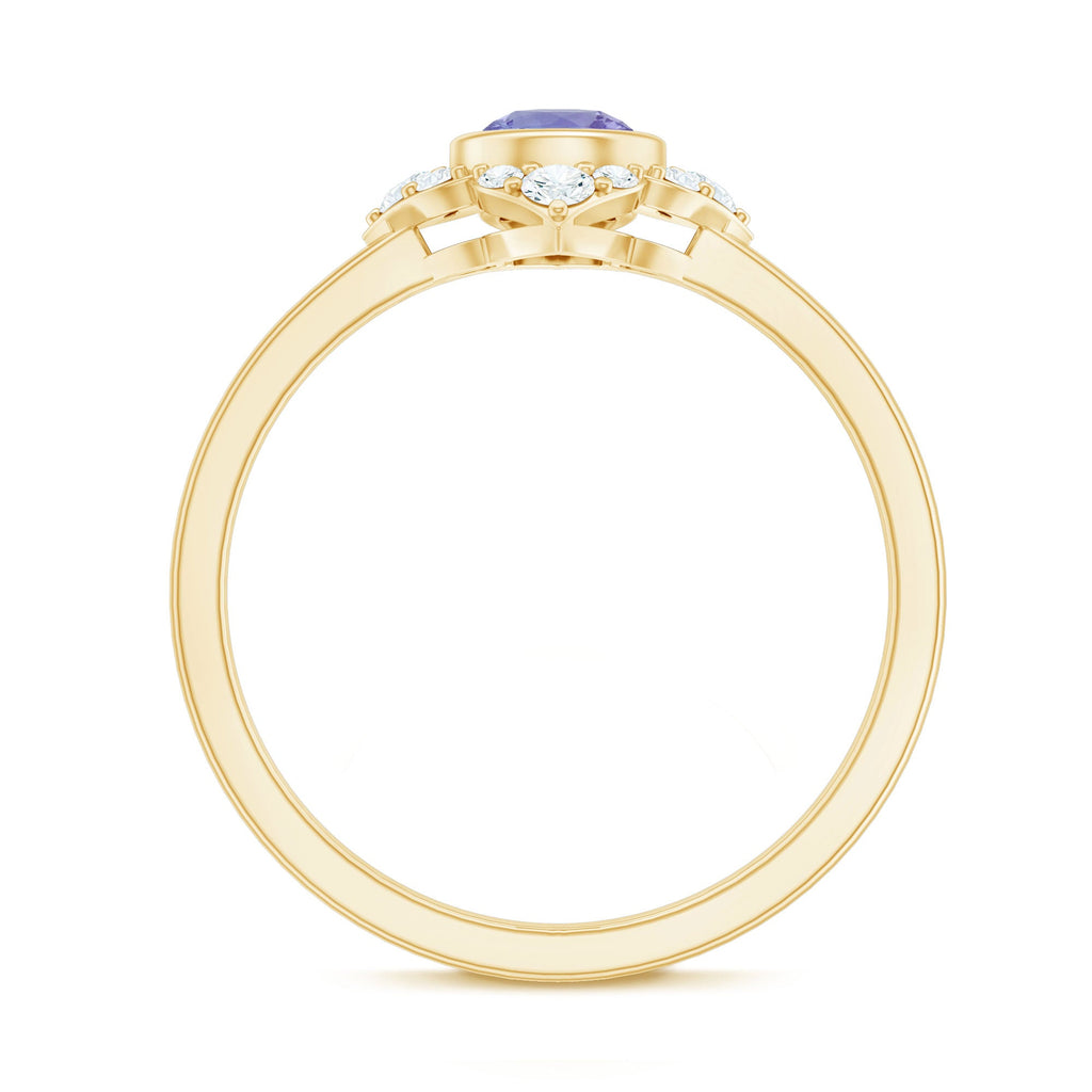 Certified Real Tanzanite Flower Engagement Ring with Diamond