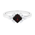 Real 1.4 Carat Garnet Princess Cut Engagement Ring with Diamond