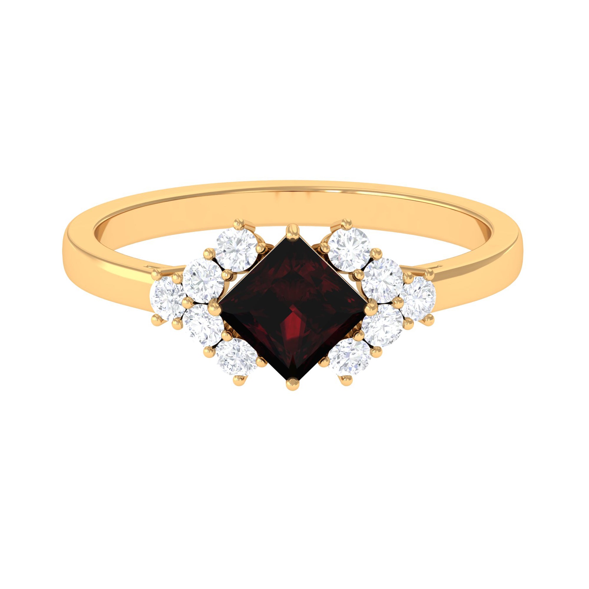 Real 1.4 Carat Garnet Princess Cut Engagement Ring with Diamond | Rings | Wiccan Center