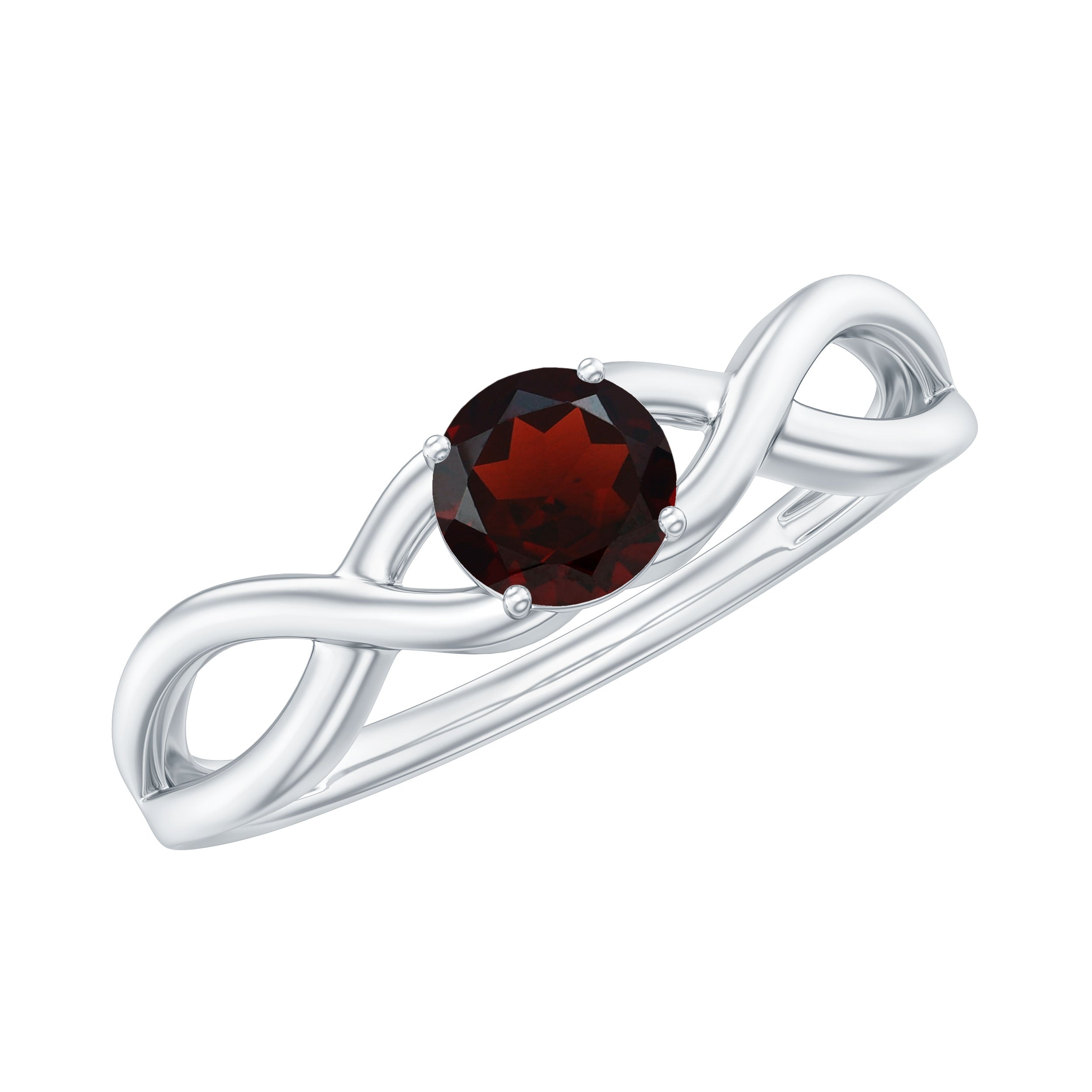 Genuine 2.3 Carat Garnet Solitaire Engagement Ring with Crossover Shank