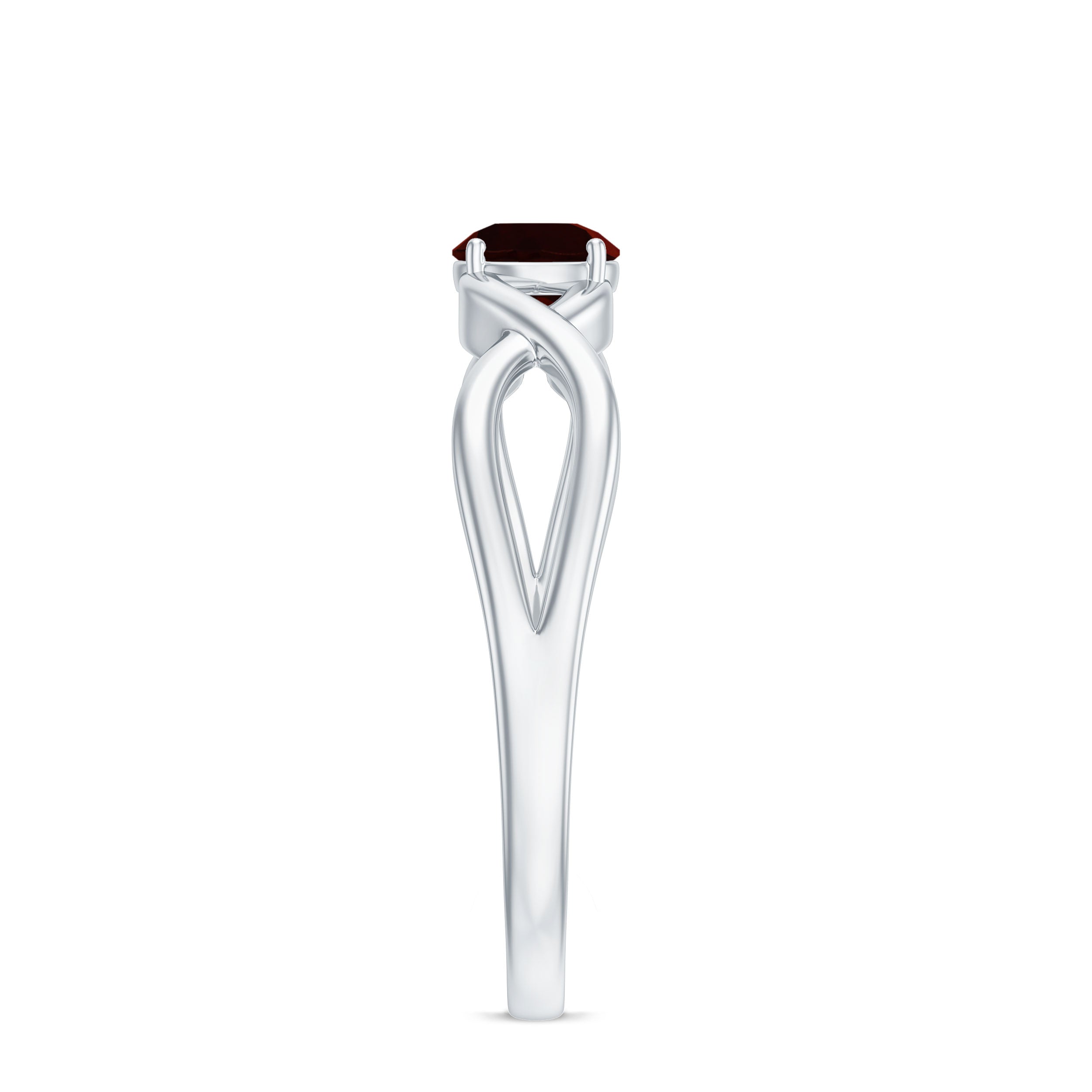 Genuine 2.3 Carat Garnet Solitaire Engagement Ring with Crossover Shank