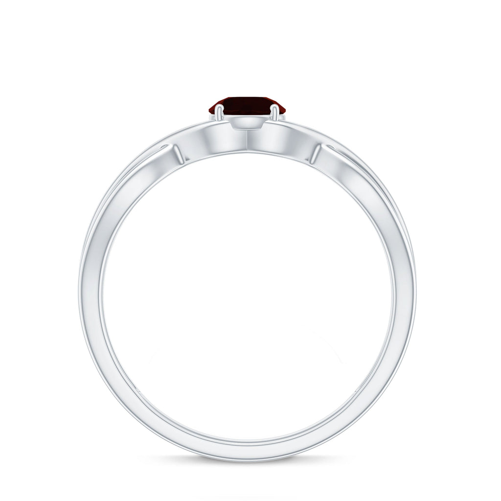 Genuine 2.3 Carat Garnet Solitaire Engagement Ring with Crossover Shank