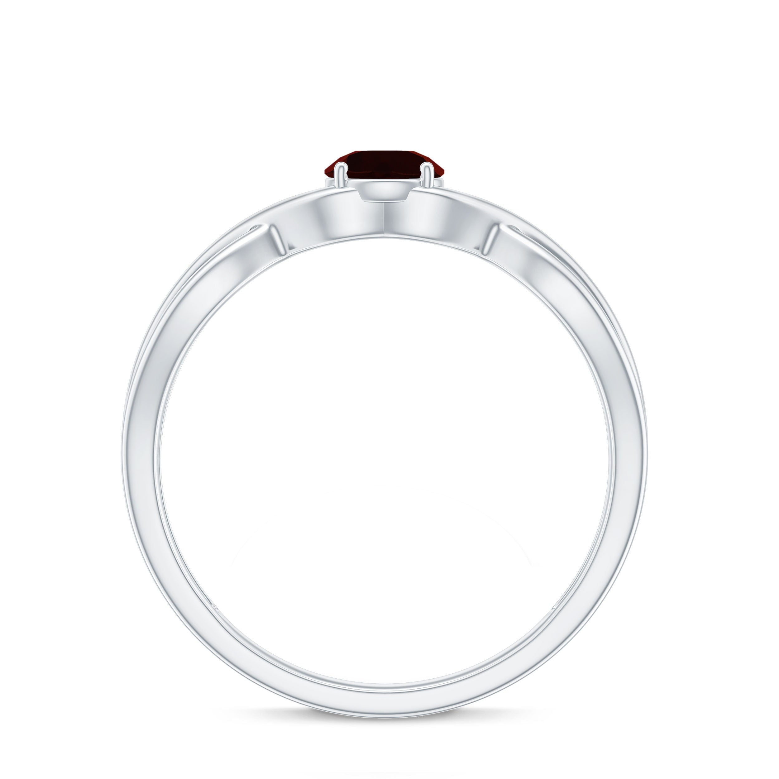 Genuine 2.3 Carat Garnet Solitaire Engagement Ring with Crossover Shank