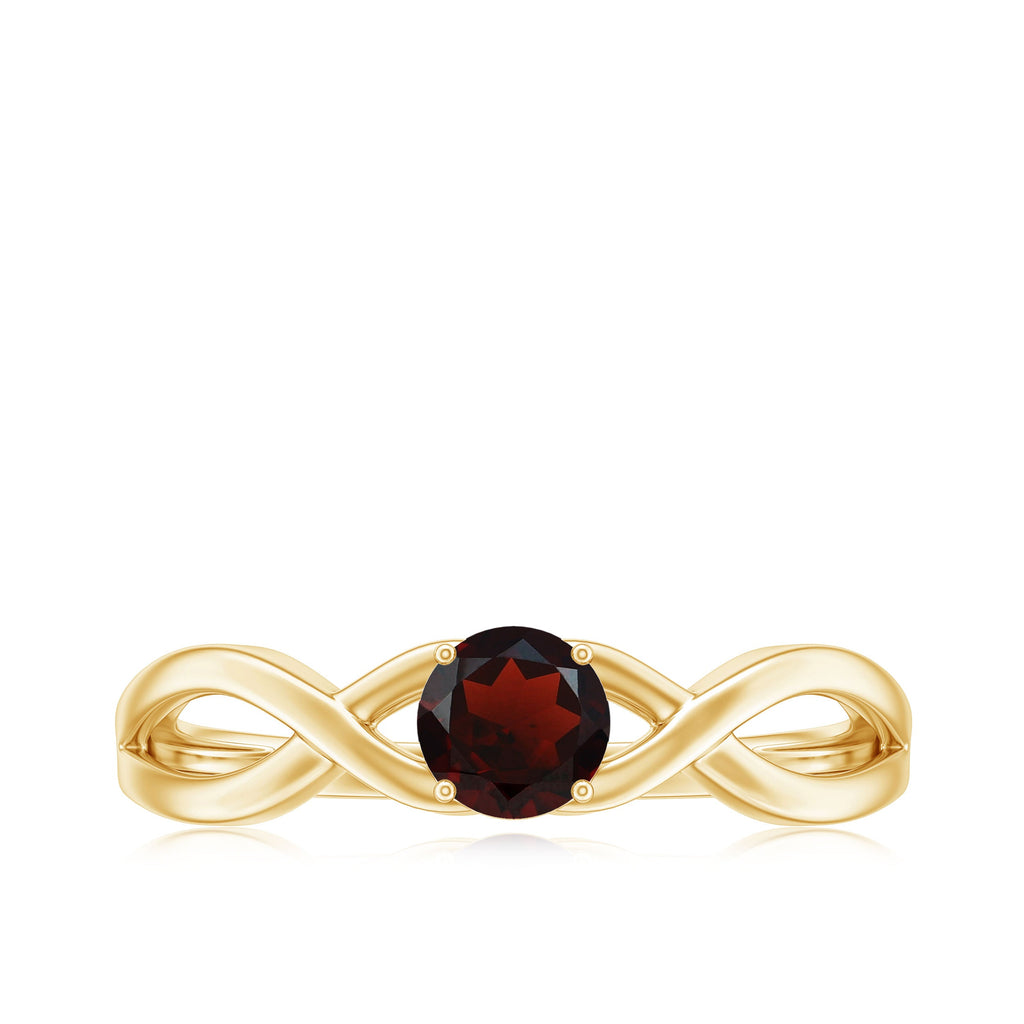 Genuine 2.3 Carat Garnet Solitaire Engagement Ring with Crossover Shank