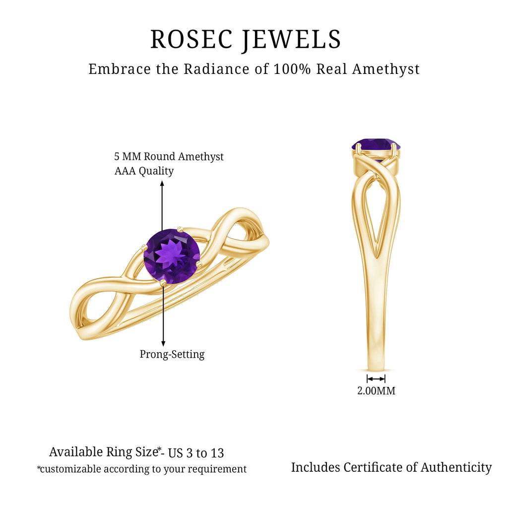 Solitaire Amethyst Crossover Engagement Ring