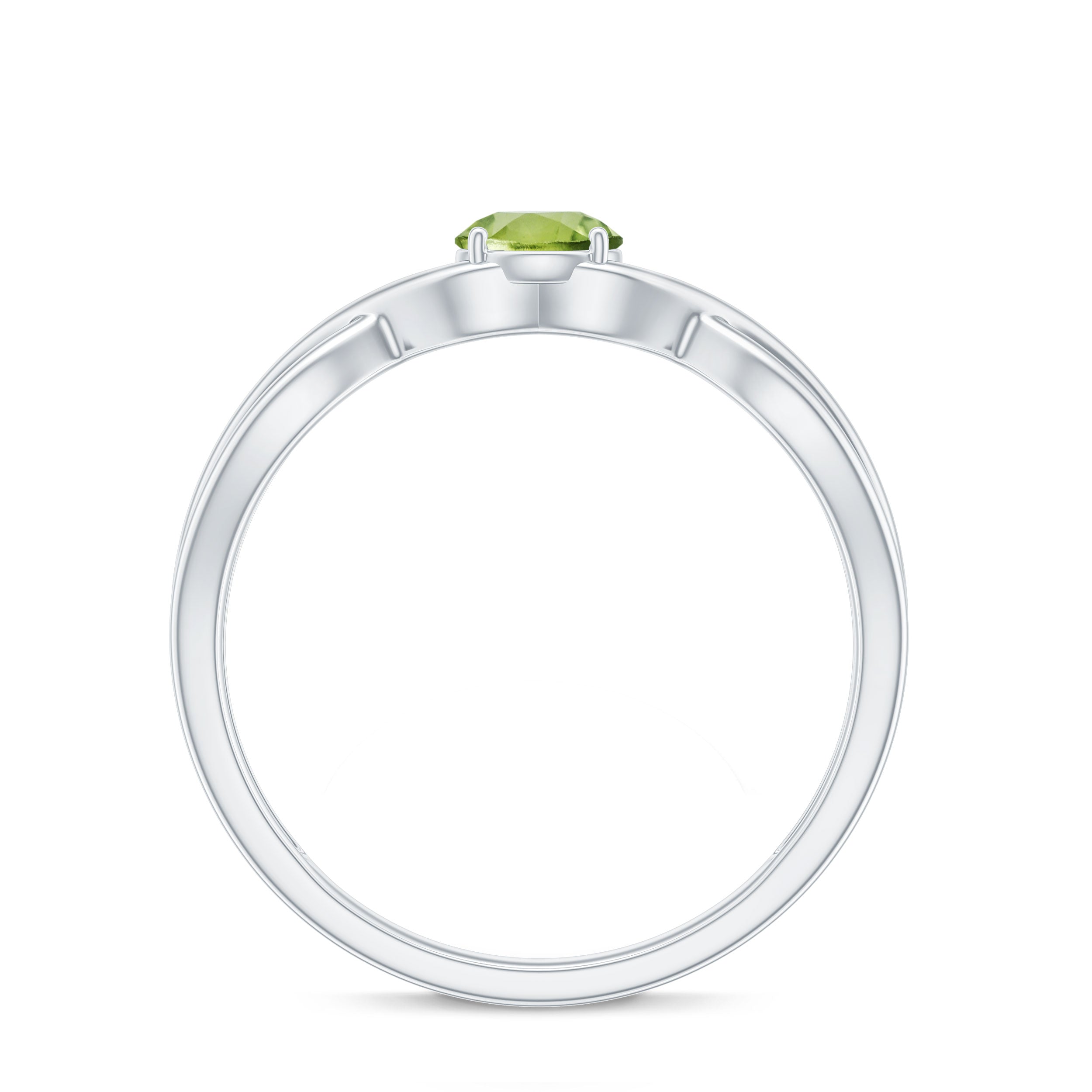 Natural Half Carat Peridot Promise Ring with Crossover Shank